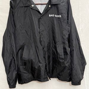 Bad Suns Heartbreaker Coach Jacket Windbreaker Indie Band Tour Black XL NWOT